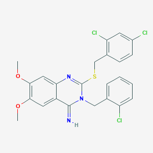 3-(2-chlorobenzyl)-2-[(2,4-dichlorobenzyl)sulfanyl]-6,7-dimethoxy-4(3H)-quinazolinimine