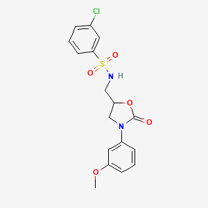 molecular formula C17H17ClN2O5S B2434111 3-氯-N-((3-(3-甲氧基苯基)-2-氧代恶唑烷-5-基)甲基)苯磺酰胺 CAS No. 954602-93-8