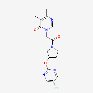 molecular formula C16H18ClN5O3 B2434121 3-(2-(3-((5-chloropyrimidin-2-yl)oxy)pyrrolidin-1-yl)-2-oxoethyl)-5,6-dimethylpyrimidin-4(3H)-one CAS No. 2034470-15-8