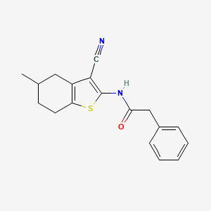 molecular formula C18H18N2OS B2434126 N-(3-cyano-5-methyl-4,5,6,7-tetrahydro-1-benzothiophen-2-yl)-2-phenylacetamide CAS No. 328539-94-2