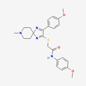 molecular formula C24H28N4O3S B2434137 N-(4-methoxyphenyl)-2-((3-(4-methoxyphenyl)-8-methyl-1,4,8-triazaspiro[4.5]deca-1,3-dien-2-yl)thio)acetamide CAS No. 1189728-61-7