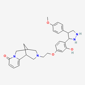 molecular formula C29H30N4O4 B2434141 11-[2-[3-Hydroxy-4-[4-(4-methoxyphenyl)pyrazolidin-3-yl]phenoxy]ethyl]-7,11-diazatricyclo[7.3.1.02,7]trideca-2,4-dien-6-one CAS No. 1207048-08-5