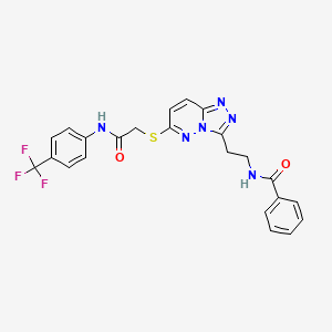 molecular formula C23H19F3N6O2S B2434142 N-(2-(6-((2-oxo-2-((4-(trifluoromethyl)phenyl)amino)ethyl)thio)-[1,2,4]triazolo[4,3-b]pyridazin-3-yl)ethyl)benzamide CAS No. 872994-05-3