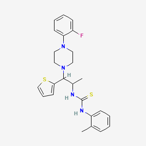 molecular formula C25H29FN4S2 B2434147 1-(1-(4-(2-Fluorophenyl)piperazin-1-yl)-1-(thiophen-2-yl)propan-2-yl)-3-(o-tolyl)thiourea CAS No. 863017-77-0