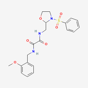 molecular formula C20H23N3O6S B2434148 N1-(2-methoxybenzyl)-N2-((3-(phenylsulfonyl)oxazolidin-2-yl)methyl)oxalamide CAS No. 868981-81-1