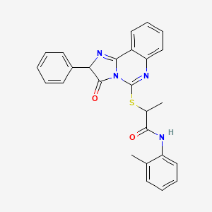molecular formula C26H22N4O2S B2434149 2-((3-oxo-2-phenyl-2,3-dihydroimidazo[1,2-c]quinazolin-5-yl)thio)-N-(o-tolyl)propanamide CAS No. 1189873-97-9