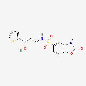 molecular formula C15H16N2O5S2 B2434154 N-(3-羟基-3-(噻吩-2-基)丙基)-3-甲基-2-氧代-2,3-二氢苯并[d]恶唑-5-磺酰胺 CAS No. 1448079-09-1