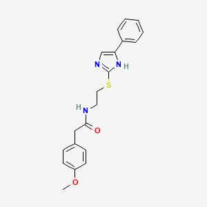 molecular formula C20H21N3O2S B2434157 2-(4-甲氧基苯基)-N-(2-((5-苯基-1H-咪唑-2-基)硫代)乙基)乙酰胺 CAS No. 897456-06-3