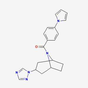 molecular formula C20H21N5O B2434171 ((1R,5S)-3-(1H-1,2,4-triazol-1-yl)-8-azabicyclo[3.2.1]octan-8-yl)(4-(1H-pyrrol-1-yl)phenyl)methanone CAS No. 2309343-49-3