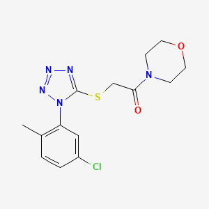 molecular formula C14H16ClN5O2S B2434174 2-((1-(5-氯-2-甲基苯基)-1H-四唑-5-基)硫代)-1-吗啉基乙酮 CAS No. 878701-76-9