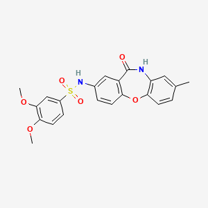 molecular formula C22H20N2O6S B2434176 3,4-二甲氧基-N-(8-甲基-11-氧代-10,11-二氢二苯并[b,f][1,4]恶嗪-2-基)苯磺酰胺 CAS No. 921897-60-1