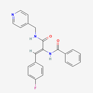 molecular formula C22H18FN3O2 B2434178 N-{2-(4-Fluoro-phenyl)-1-[(pyridin-4-ylmethyl)-carbamoyl]-vinyl}-benzamide CAS No. 406710-82-5