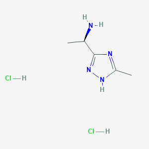 molecular formula C5H12Cl2N4 B2434180 (1R)-1-(5-Methyl-1H-1,2,4-triazol-3-yl)ethanamine;dihydrochloride CAS No. 2343964-29-2