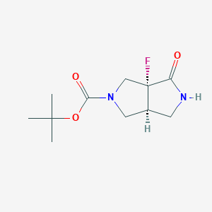 molecular formula C11H17FN2O3 B2434182 cis-Tert-butyl 3A-fluoro-4-oxohexahydropyrrolo[3,4-C]pyrrole-2(1H)-carboxylate CAS No. 1263180-69-3