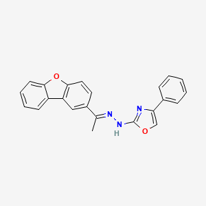molecular formula C23H17N3O2 B2434183 2-[(E)-2-(1-{8-oxatricyclo[7.4.0.0^{2,7}]trideca-1(9),2(7),3,5,10,12-hexaen-4-yl}ethylidene)hydrazin-1-yl]-4-phenyl-1,3-oxazole CAS No. 2321338-32-1