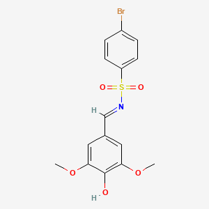 molecular formula C15H14BrNO5S B2434188 (E)-4-bromo-N-(4-hydroxy-3,5-dimethoxybenzylidene)benzenesulfonamide CAS No. 691370-32-8