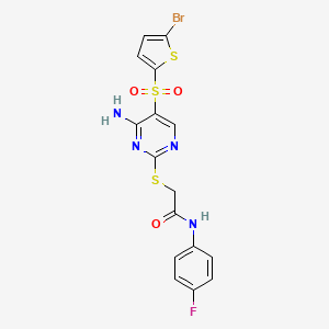 2-((4-amino-5-((5-bromothiophen-2-yl)sulfonyl)pyrimidin-2-yl)thio)-N-(4-fluorophenyl)acetamide