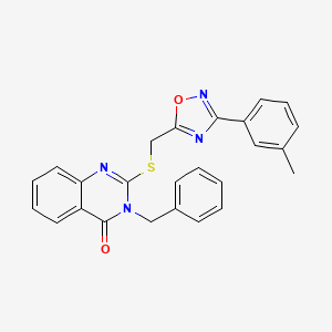 molecular formula C25H20N4O2S B2434194 3-benzyl-2-(((3-(m-tolyl)-1,2,4-oxadiazol-5-yl)methyl)thio)quinazolin-4(3H)-one CAS No. 2034568-33-5