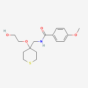 N-((4-(2-hydroxyethoxy)tetrahydro-2H-thiopyran-4-yl)methyl)-4-methoxybenzamide