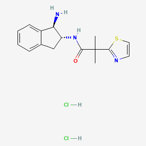 molecular formula C16H21Cl2N3OS B2434205 N-[(1R,2R)-1-Amino-2,3-dihydro-1H-inden-2-yl]-2-methyl-2-(1,3-thiazol-2-yl)propanamide;dihydrochloride CAS No. 2460740-43-4