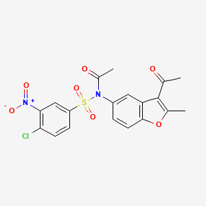 molecular formula C19H15ClN2O7S B2434232 N-(3-acetyl-2-methyl-5-benzofuranyl)-N-(4-chloro-3-nitrophenyl)sulfonylacetamide CAS No. 420106-71-4