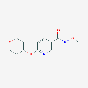 molecular formula C13H18N2O4 B2434236 N-methoxy-N-methyl-6-((tetrahydro-2H-pyran-4-yl)oxy)nicotinamide CAS No. 2034447-41-9