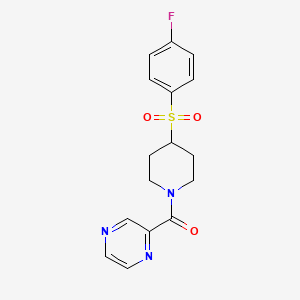 molecular formula C16H16FN3O3S B2434246 (4-((4-Fluorophenyl)sulfonyl)piperidin-1-yl)(pyrazin-2-yl)methanone CAS No. 1798029-65-8