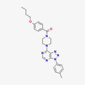 molecular formula C26H29N7O2 B2434247 （4-丁氧基苯基）（4-（3-（对甲苯基）-3H-[1,2,3]三唑并[4,5-d]嘧啶-7-基）哌嗪-1-基）甲酮 CAS No. 920383-18-2