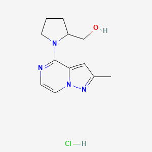 molecular formula C12H17ClN4O B2434250 (1-(2-Methylpyrazolo[1,5-a]pyrazin-4-yl)pyrrolidin-2-yl)methanol hydrochloride CAS No. 2034553-78-9