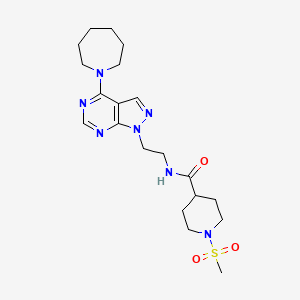 molecular formula C20H31N7O3S B2434252 N-(2-(4-(氮杂环-1-基)-1H-吡唑并[3,4-d]嘧啶-1-基)乙基)-1-(甲磺酰基)哌啶-4-甲酰胺 CAS No. 1170032-44-6