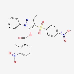 molecular formula C24H18N4O8S B2434254 [5-Methyl-4-(4-nitrophenyl)sulfonyl-2-phenylpyrazol-3-yl] 2-methyl-3-nitrobenzoate CAS No. 851094-00-3