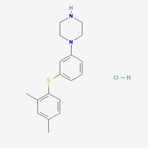 molecular formula C18H23ClN2S B2434258 1-[3-(2,4-二甲苯基)硫代苯基]哌嗪；盐酸盐 CAS No. 2137793-92-9