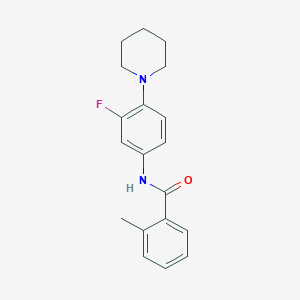 molecular formula C19H21FN2O B243426 N-[3-fluoro-4-(1-piperidinyl)phenyl]-2-methylbenzamide 