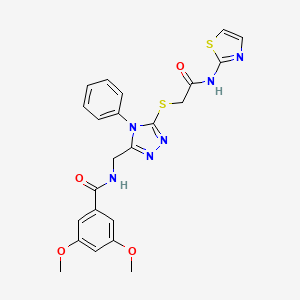 3,5-dimethoxy-N-((5-((2-oxo-2-(thiazol-2-ylamino)ethyl)thio)-4-phenyl-4H-1,2,4-triazol-3-yl)methyl)benzamide