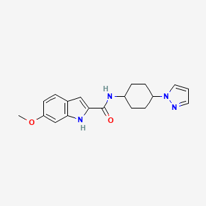 molecular formula C19H22N4O2 B2434267 6-甲氧基-N-[4-(1H-吡唑-1-基)环己基]-1H-吲哚-2-甲酰胺 CAS No. 2097897-30-6