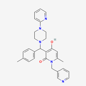molecular formula C29H31N5O2 B2434268 4-hydroxy-6-methyl-3-((4-(pyridin-2-yl)piperazin-1-yl)(p-tolyl)methyl)-1-(pyridin-3-ylmethyl)pyridin-2(1H)-one CAS No. 897612-00-9