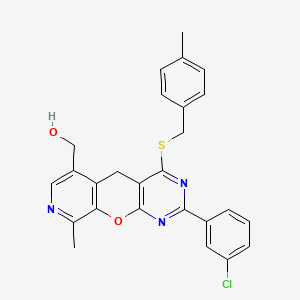 (2-(3-chlorophenyl)-9-methyl-4-((4-methylbenzyl)thio)-5H-pyrido[4',3':5,6]pyrano[2,3-d]pyrimidin-6-yl)methanol