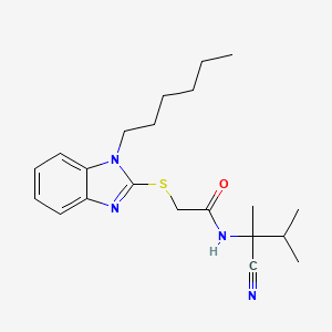 N-(2-Cyano-3-methylbutan-2-yl)-2-(1-hexylbenzimidazol-2-yl)sulfanylacetamide