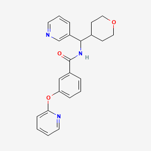 molecular formula C23H23N3O3 B2434275 3-(pyridin-2-yloxy)-N-(pyridin-3-yl(tetrahydro-2H-pyran-4-yl)methyl)benzamide CAS No. 2034593-09-2