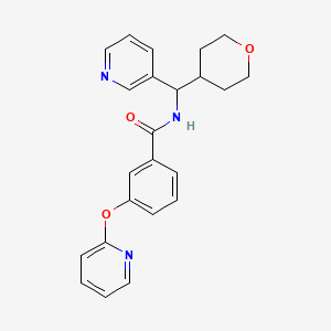 molecular formula C23H23N3O3 B2434275 N-[(氧杂环己烷-4-基)(吡啶-3-基)甲基]-3-(吡啶-2-基氧基)苯甲酰胺 CAS No. 2034593-09-2