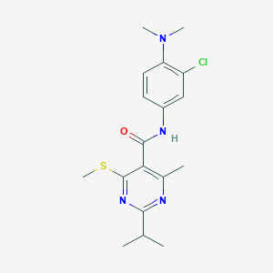 molecular formula C18H23ClN4OS B2434280 N-[3-chloro-4-(dimethylamino)phenyl]-4-methyl-6-(methylsulfanyl)-2-(propan-2-yl)pyrimidine-5-carboxamide CAS No. 1375987-23-7