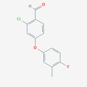 molecular formula C14H10ClFO2 B2434296 2-氯-4-(4-氟-3-甲基苯氧基)苯甲醛 CAS No. 1988232-94-5