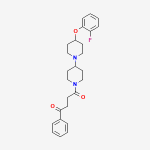 molecular formula C26H31FN2O3 B2434300 1-(4-(2-フルオロフェノキシ)-[1,4'-ビピペリジン]-1'-イル)-4-フェニルブタン-1,4-ジオン CAS No. 2319851-58-4