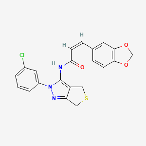 (Z)-3-(benzo[d][1,3]dioxol-5-yl)-N-(2-(3-chlorophenyl)-4,6-dihydro-2H-thieno[3,4-c]pyrazol-3-yl)acrylamide