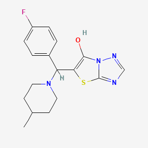 molecular formula C17H19FN4OS B2434305 5-((4-フルオロフェニル)(4-メチルピペリジン-1-イル)メチル)チアゾロ[3,2-b][1,2,4]トリアゾール-6-オール CAS No. 868220-12-6