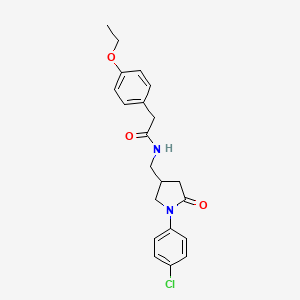 molecular formula C21H23ClN2O3 B2434308 N-((1-(4-氯苯基)-5-氧代吡咯烷-3-基)甲基)-2-(4-乙氧基苯基)乙酰胺 CAS No. 954621-89-7