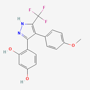 molecular formula C17H13F3N2O3 B2434309 4-(4-(4-甲氧基苯基)-5-(三氟甲基)-1H-吡唑-3-基)苯-1,3-二醇 CAS No. 394237-70-8
