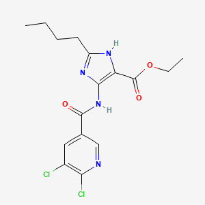 molecular formula C16H18Cl2N4O3 B2434310 ethyl 2-butyl-4-(5,6-dichloropyridine-3-amido)-1H-imidazole-5-carboxylate CAS No. 2094676-25-0
