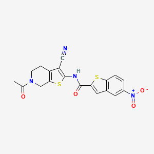 molecular formula C19H14N4O4S2 B2434311 N-(6-acetyl-3-cyano-4,5,6,7-tetrahydrothieno[2,3-c]pyridin-2-yl)-5-nitrobenzo[b]thiophene-2-carboxamide CAS No. 864858-75-3