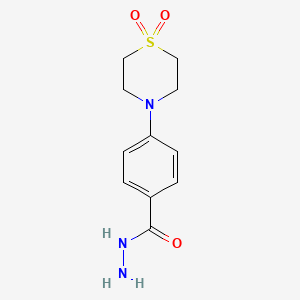 molecular formula C11H15N3O3S B2434317 4-(1,1-Dioxo-1lambda~6~,4-thiazinan-4-yl)benzenecarbohydrazide CAS No. 677749-58-5